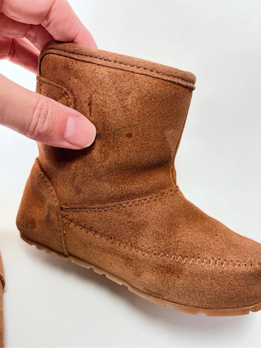 L.L. Bean Kids Suede Shearling Brown Camel Velcro Boots Toddler 6 Unisex